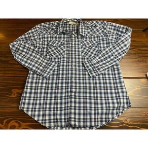 Eagle Crest Shirt, Men's Size XL, Blue, Plaid, Button Up, Western, Pearl Snap